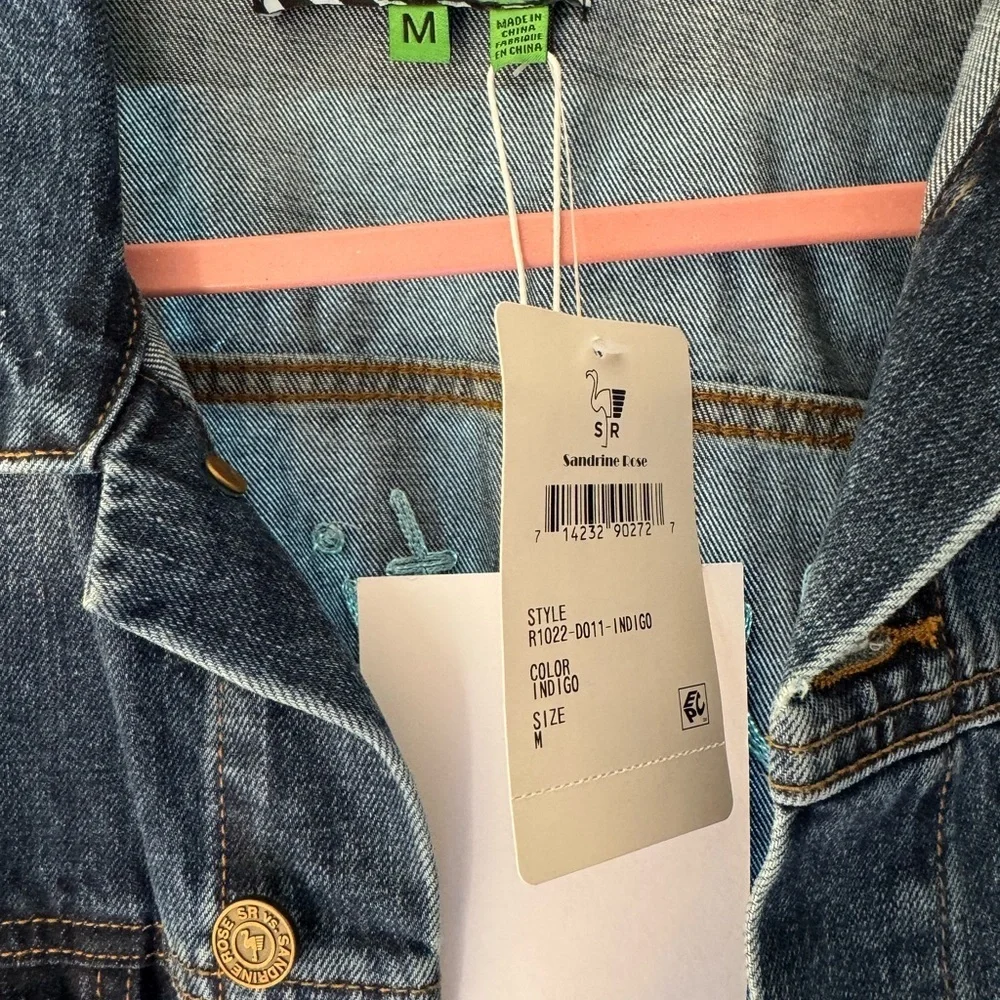 FREE PEOPLE X SANDRINE ROSE NWT MEDIUM JEAN JACKET - Picture 4 of 5